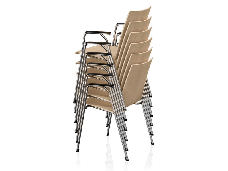 Деревянный штабелируемый стул для конференций с подлокотниками Brunner First ARCH-00136778 - Вид №1