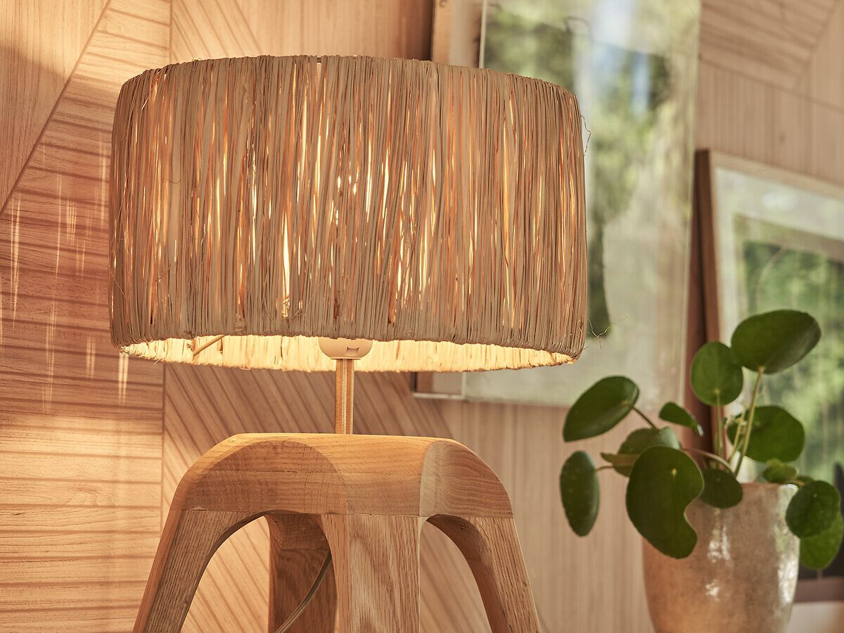 Настольная лампа из дуба и рафии AMPM LEONTI ARCH-00091553 - Вид №3