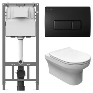 Комплект инсталляции AM.PM Tech с унитазом тип ободка закрытый Sensea Favori клавиша AM.PM Tech M чёрная 89442497 STLM-2098849