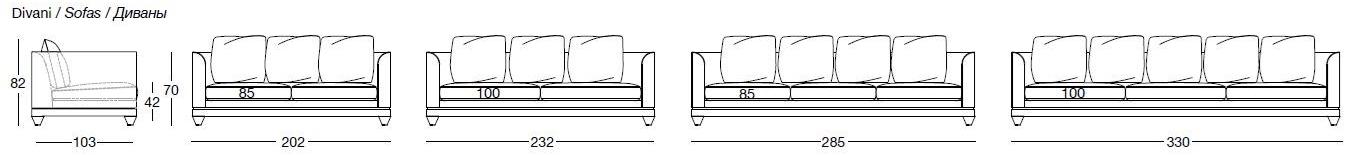 Longhi 3-х местный тканевый диван Loveluxe 2015 – regency collection W 596 - Вид №2