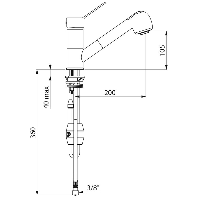 2211EP Смеситель с балансировкой давления и выдвижной лейкой DELABIE  - Вид №1