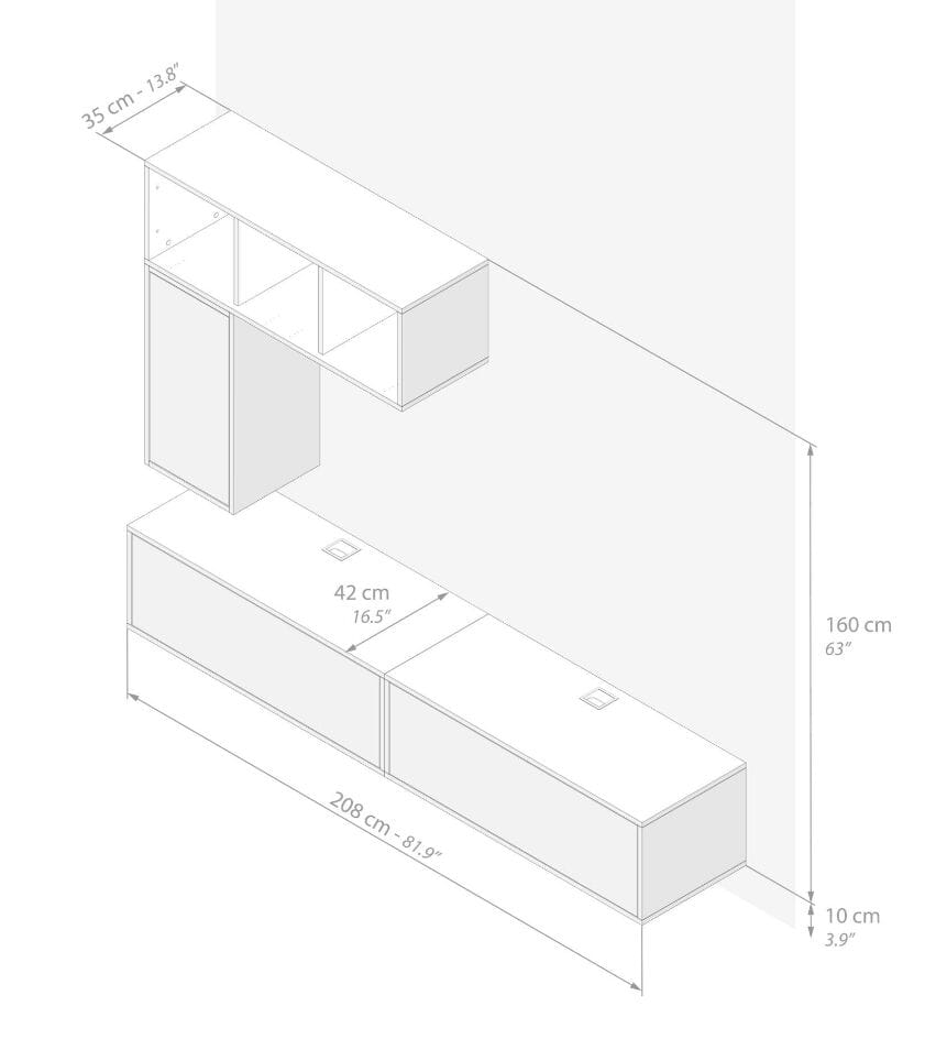 Модульная оборудованная стена установленная стеной в меламинированном Mobili Fiver IACOPO ARCH-00070420 - Вид №84