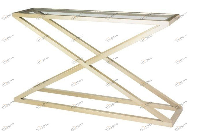 Консоль металлическая латунь со стеклом Nico PUSHA PUSHA 060998 Золото 