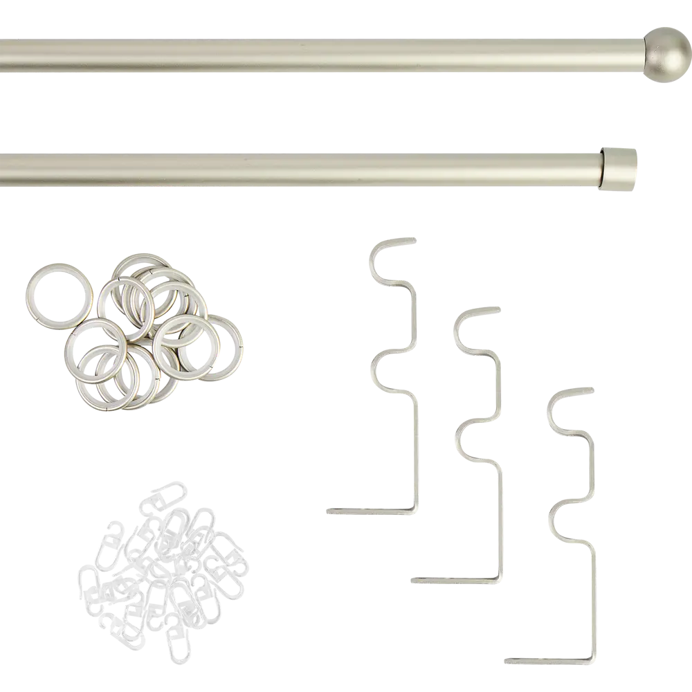 Карниз двухрядный раздвижной шар d19/16 мм 160-320 см металл цвет матовая сталь ORBIS STLM-2182987 - Вид №1