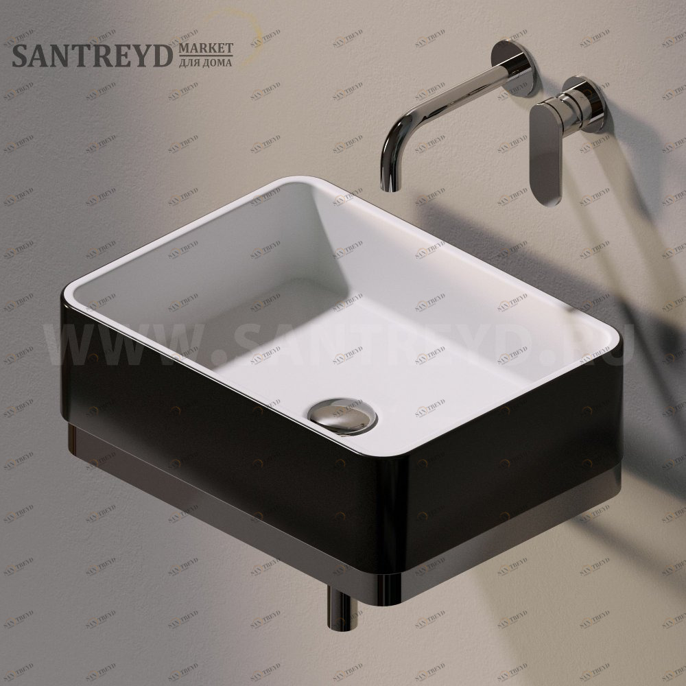 MWL48BICOLOR Подвесная раковина настенная прямоугольная Ceramica Flaminia Miniwash черная