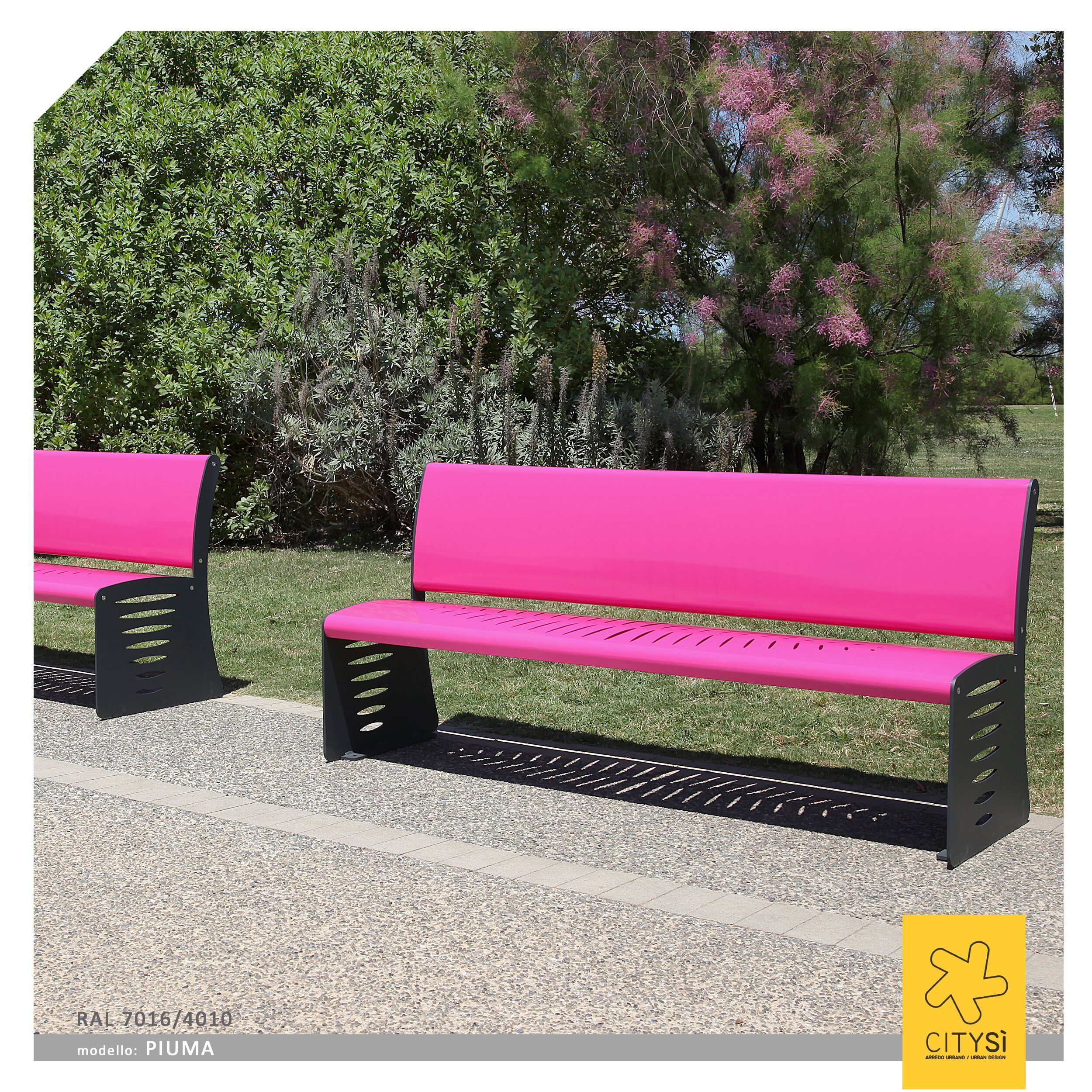 Стальная скамья со спинкой CITYSì перо ARCH-00104598 - Вид №10