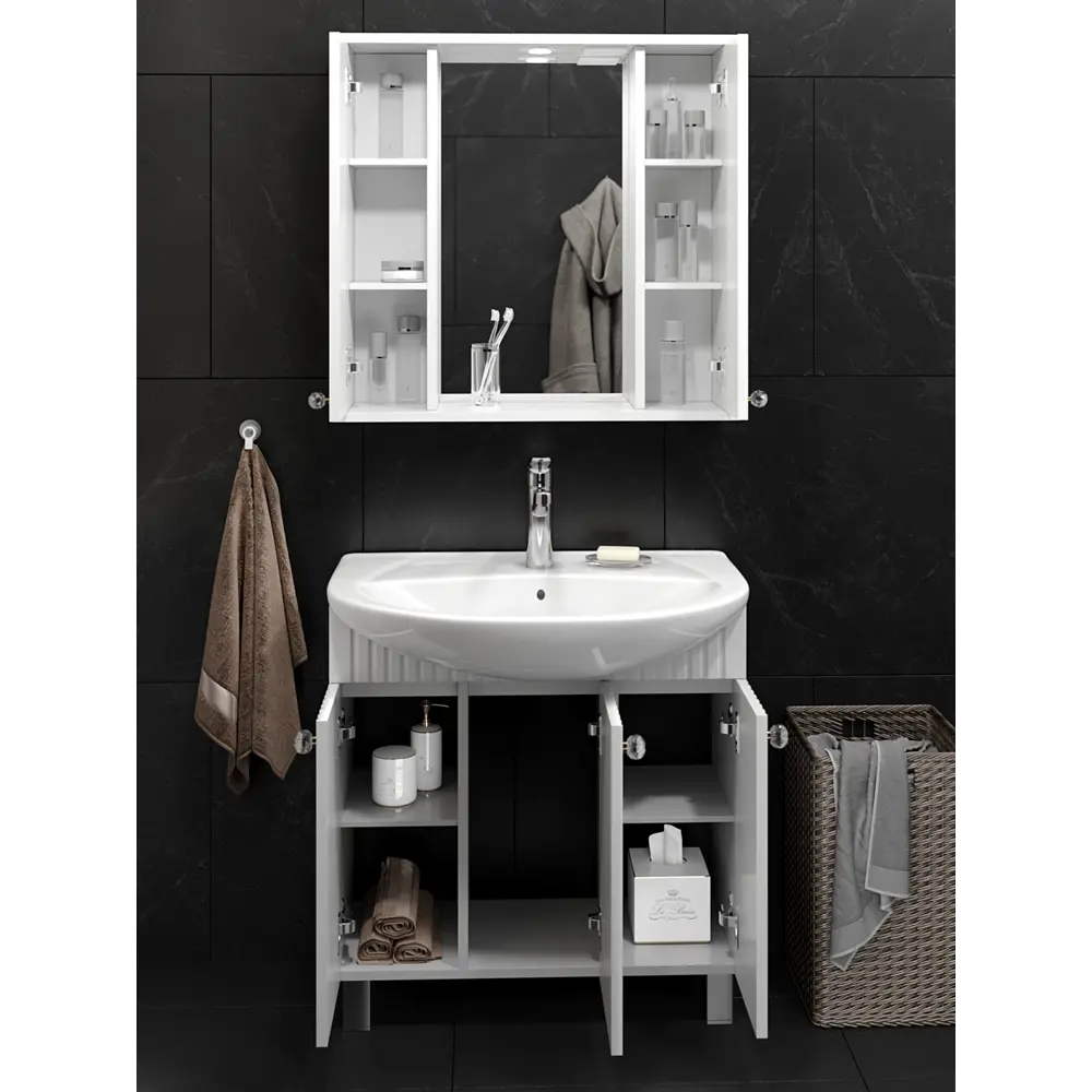 Тумба Роллс 85x79 см ДСП цвет белый с раковиной Kirovit Элеганс 85 Santreyd STLM-2067068 - Вид №2