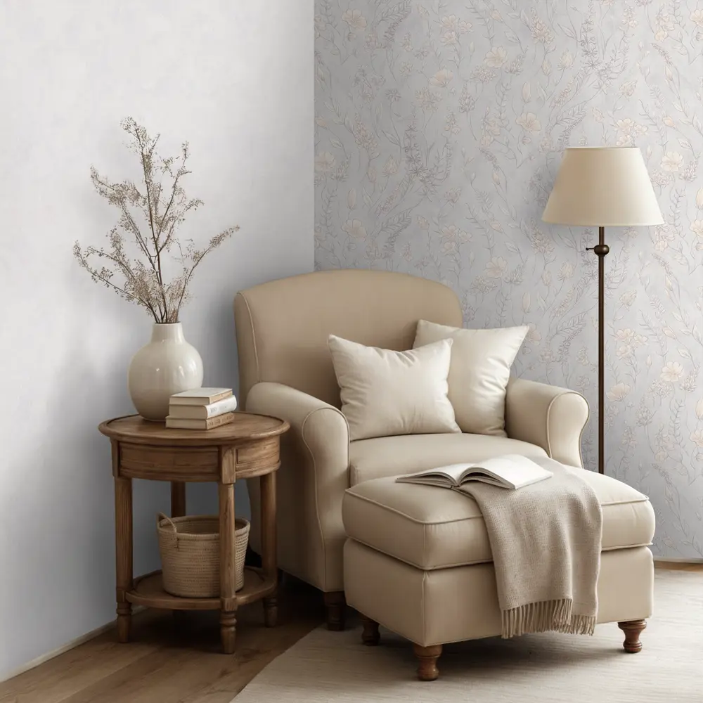 Обои флизелиновые Euro Decor Meadow серые 1.06 м ED7327-11 89441549 STLM-2059704 - Вид №5