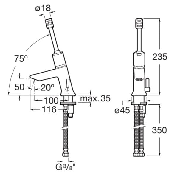 Металлический смеситель для раковины с таймером Roca Instant ARCH-00085696 - Вид №2