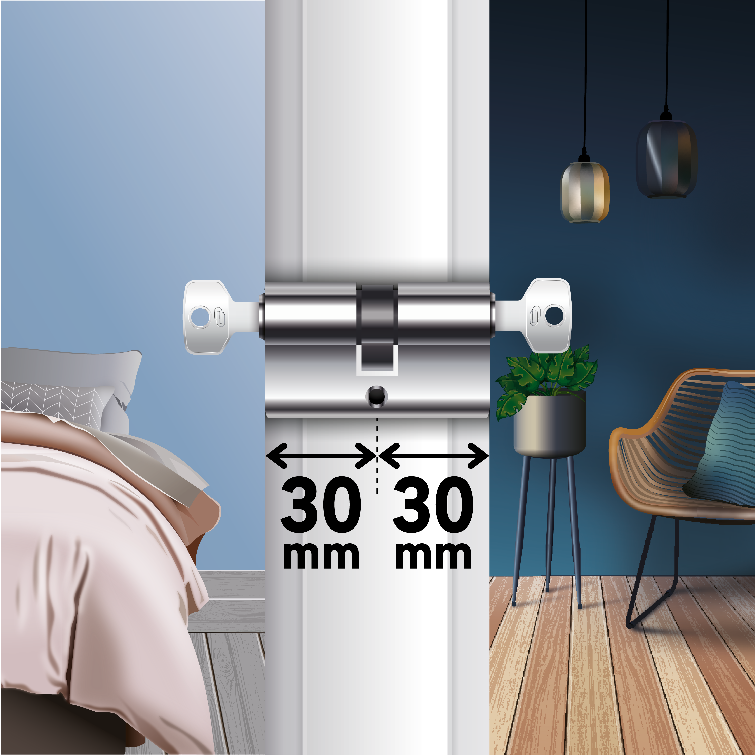 Цилиндр дверной STANDERS TTAL1-3030CR 30+30 мм с 4 ключами 82625321 STLM-0032193 - Вид №3