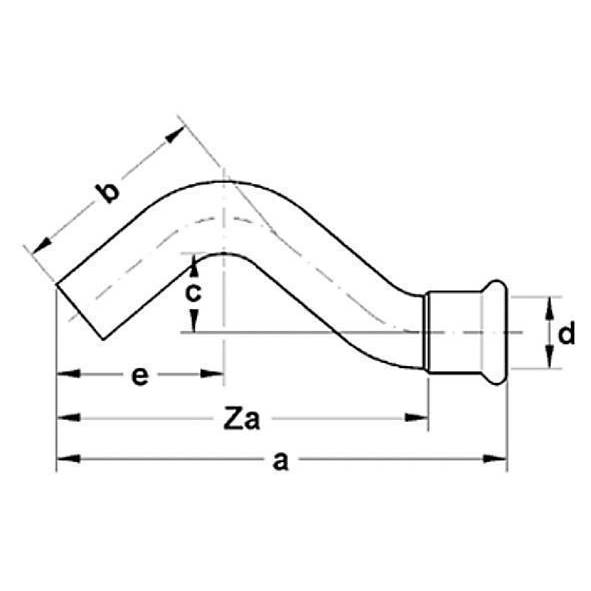 11008622 SANHA 10086 пресс-фитинг газ, медь, обводное колено ВПр-НПр 22 мм  - Вид №1