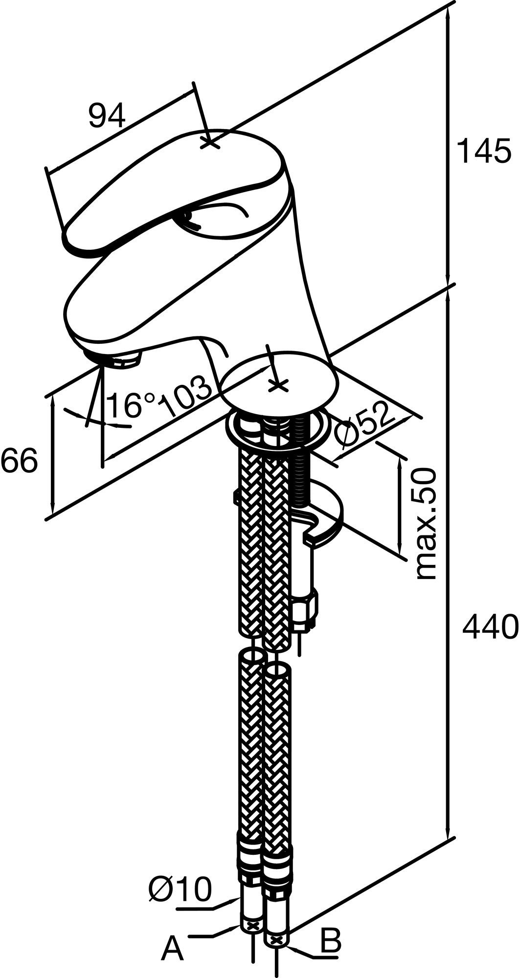 510210000 cмеситель д/умывальника без д/к Damixa LYRA - Вид №1