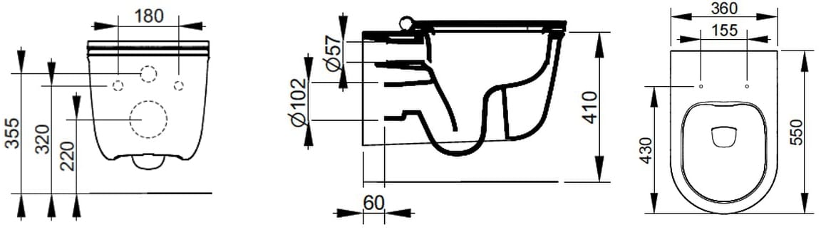 Керамический подвесной туалет без бриды Ceramica Dolomite Mayka ARCH-00129120 - Вид №7