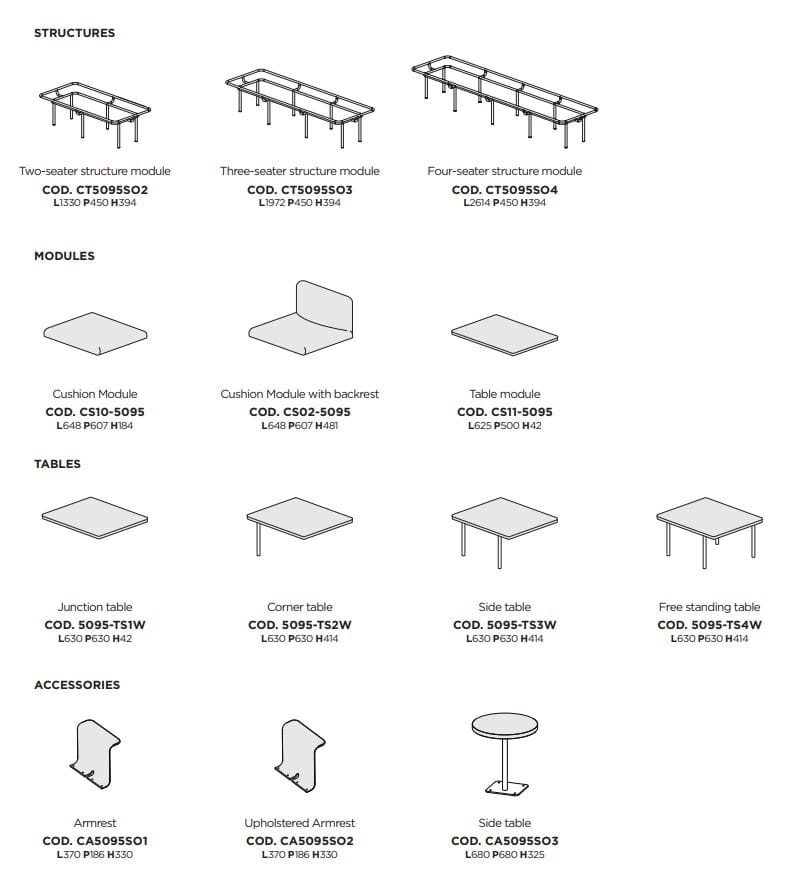 4-местный модульный тканевый диван Infiniti Sys ARCH-00127105 - Вид №15