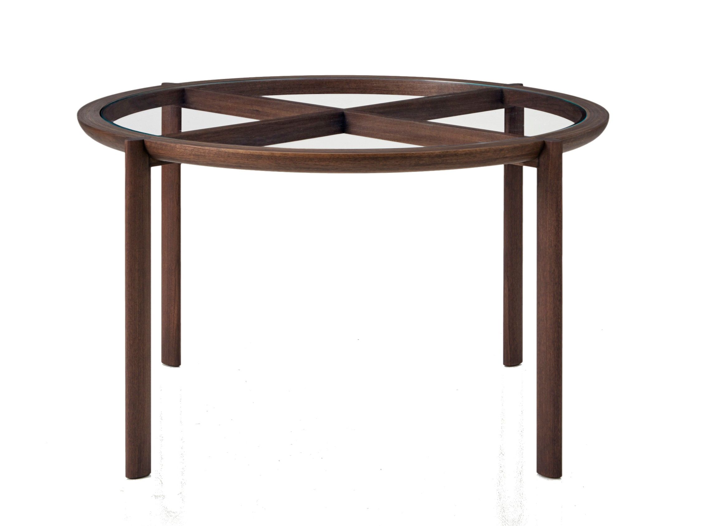 Круглый стол из дерева и стекла BassamFellows Спицы ARCH-00108457