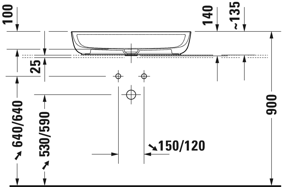 0380702600 Подвесная раковина настенная овальная Duravit Luv - Вид №3