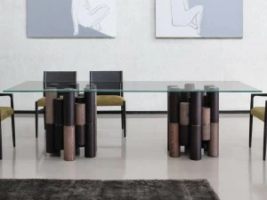 Porada Прямоугольный стол из массива дерева со стеклянной столешницей Nineteen