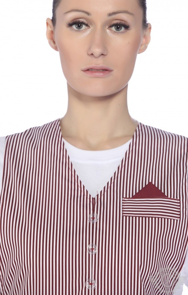 63638 Фартук-халат "Элегант" бордо  Одежда для обслуживающего персонала  размер 44-46 Спецодежда  - Вид №5