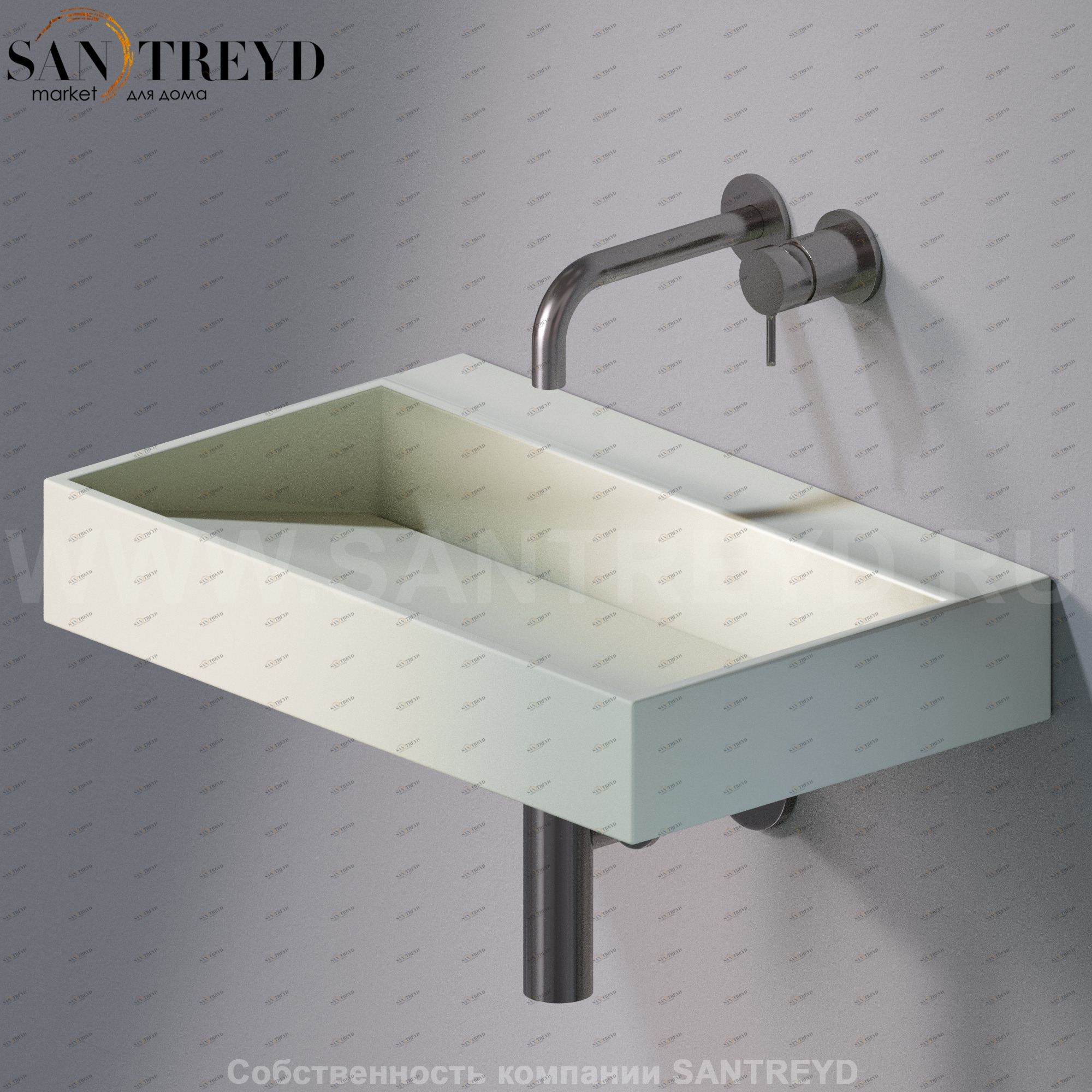 L010T1RPV4.130 Подвесная раковина настенная прямоугольная A. e T. Italia P35 серая AeT ITALIA