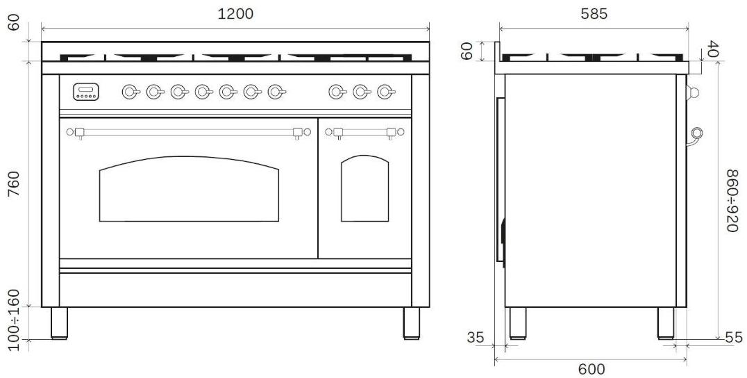 Ilve Отдельностоящая стальная кухня Nostalgie P12n Santreyd - Вид №4