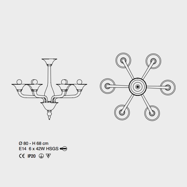 Люстра 1542/6 K BLAV.AV от Sylcom кремовая SYLCOM ДИЗАЙНЕРСКИЕ 247034 Кремовый  - Вид №2