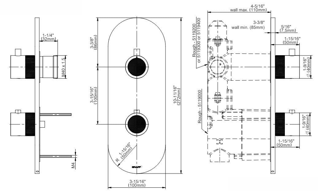 Хромированный латунный смеситель для душа с пластиной Graff Cameo ARCH-00140819 - Вид №2