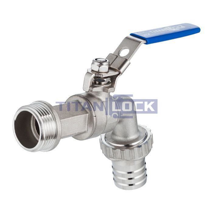 Кран шаровый водоразборный со штуцером, резьба BSP 1", нерж.сталь, TL100BCV TITAN LOCK  - Вид №1