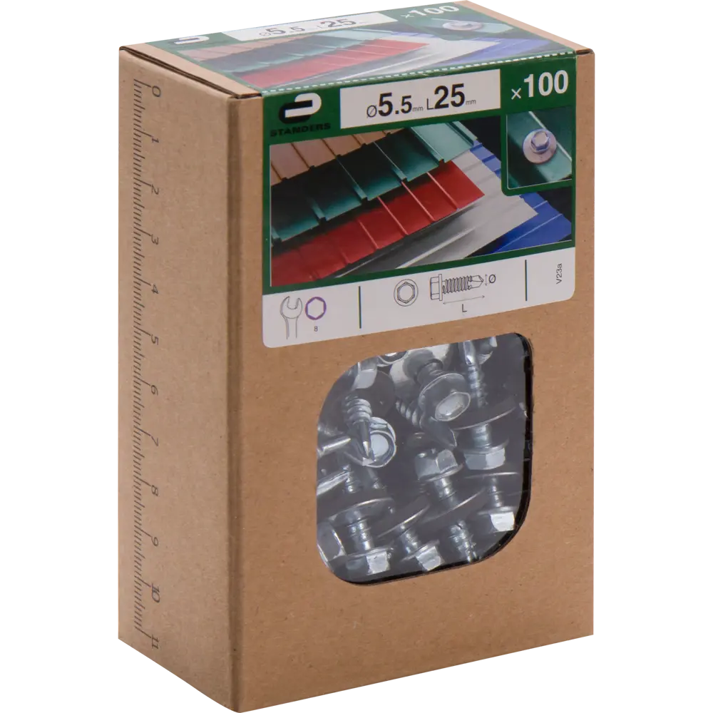 Саморезы кровельные по металлу с пресс-шайбой Standers цинк 5.5х25 100 шт STLM-2013039 - Вид №3