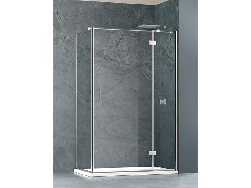 Угловая душевая кабина из хрусталя с распашной дверью Metidea топ ARCH-00112038
