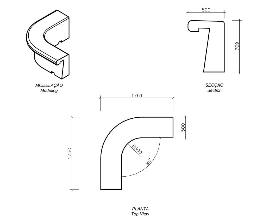 Модульная изогнутая бетонная скамья amop Benavente ARCH-00077555 - Вид №3
