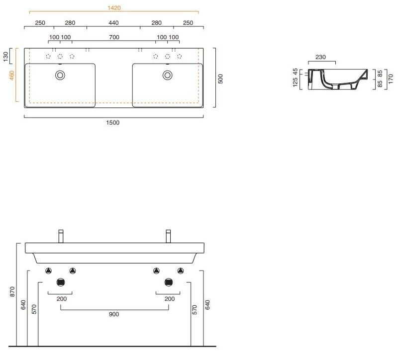 Подвесная раковина настенная овальная CERAMICA CATALANO New zero белая sun-id-1448392 - Вид №6