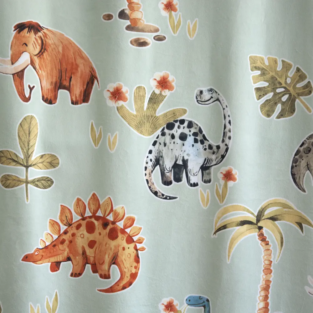 Штора на ленте Динозавры 140x260 см цвет зеленый SEASONS STLM-2107277 - Вид №1