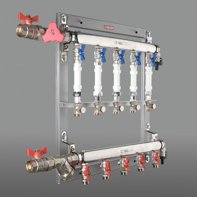 VT.GPM.05S04.R5 Узел этажный для поквартирного учета тепловой энергии Valtec 3/4", 5 вых., ввод справа  - Вид №2