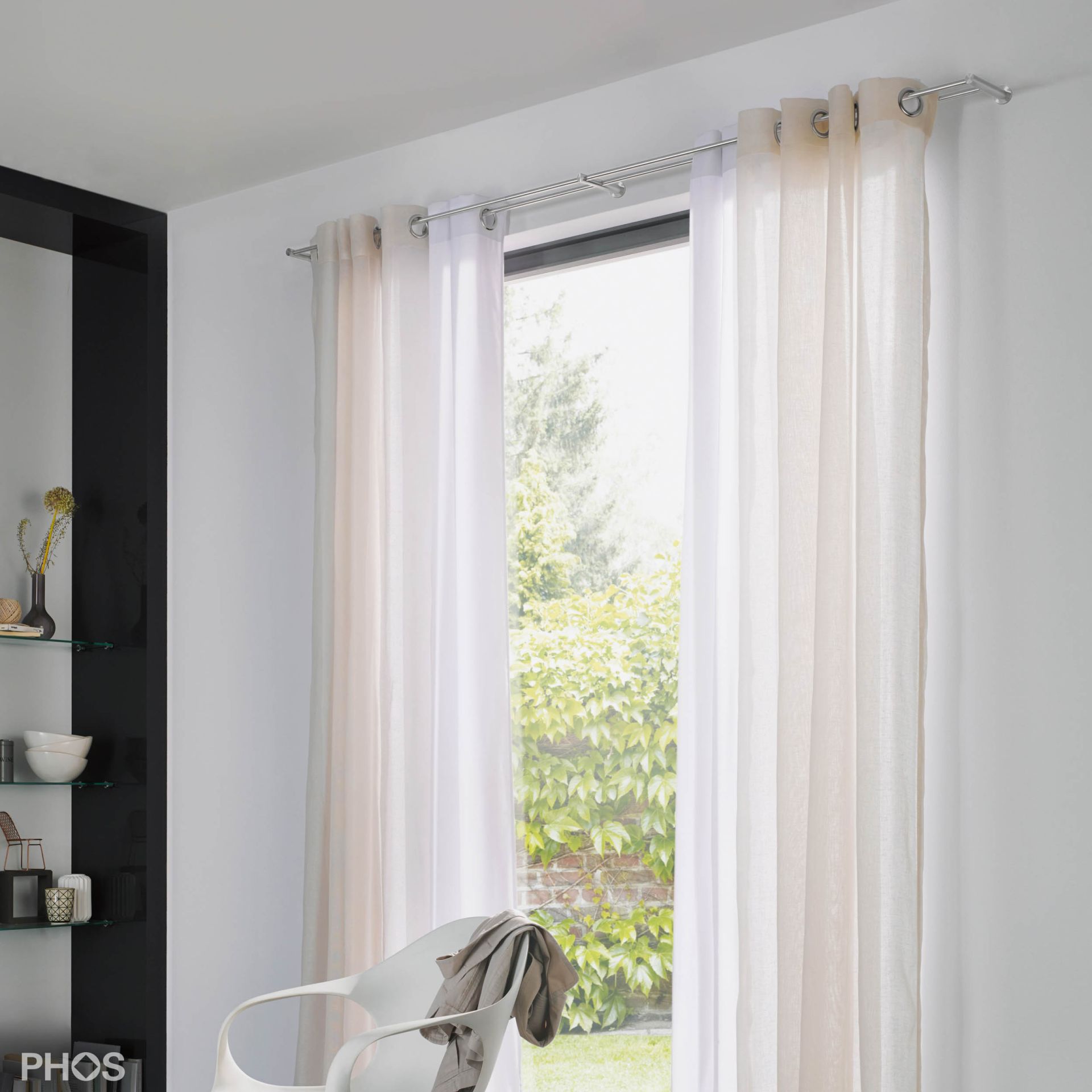 VS20-140ED3600 Комплект карнизов: двуствольный 360 см с 2 концевыми кронштейнами и 1 кронштейном в качестве средней опоры PHOS  - Вид №3