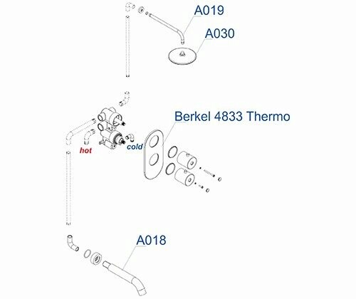 A15030 Thermo Встраиваемый комплект для ванны с изливом и верхней душевой насадкой WasserKRAFT  - Вид №3