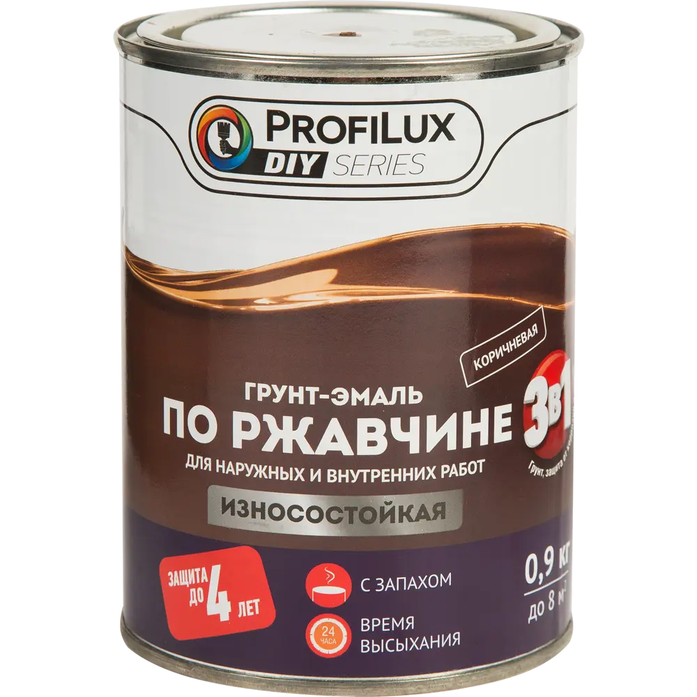 Грунт-эмаль Profilux 3в1 для защиты металла от ржавчины, коричневая 0.9 кг 14542425 STLM-0005005 - Вид №1
