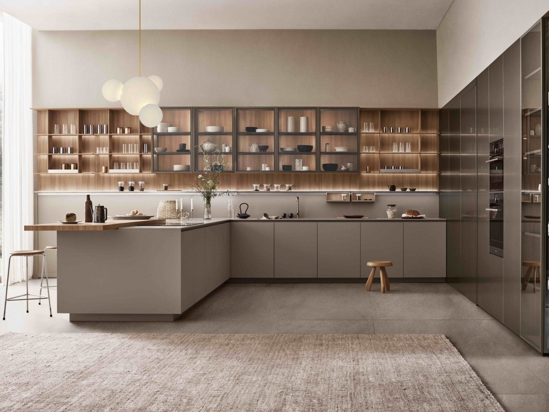 Кухня без ручек на заказ с полуостровом ERNESTOMEDA знак ARCH-00069072