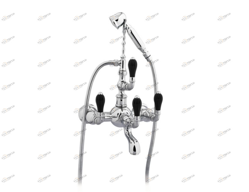 035516.N00.50 Душевой набор для ванны с черным фарфором Яркий хром Mestre Artica