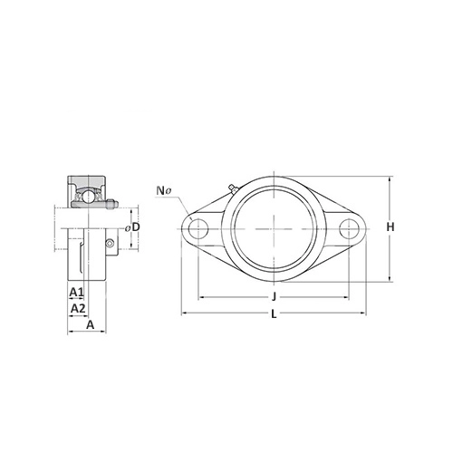 IS1887 Нержавеющий корпус подшипника FL208 SS ISKRA  - Вид №1
