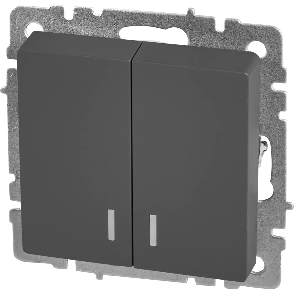 Выключатель IEK Brite с индикацией: 2 клавиши, матовый графит 87761724 STLM-1326937