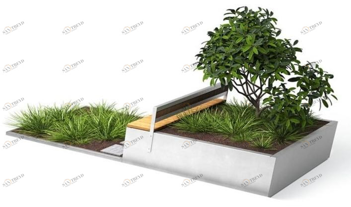 VESTRE Деревянная скамейка со встроенным кашпо Parklets 2.0 sun-id-1401074