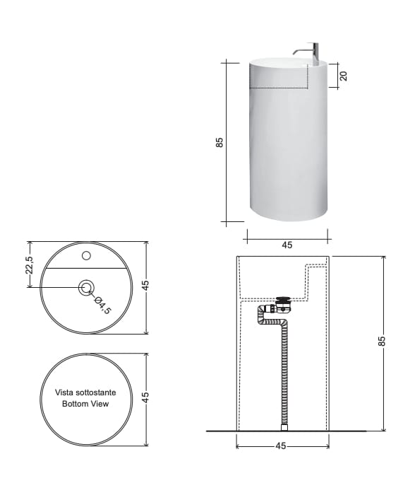 Керамическая круглая отдельно стоящая раковина Nic очевидный ARCH-00070023 - Вид №12