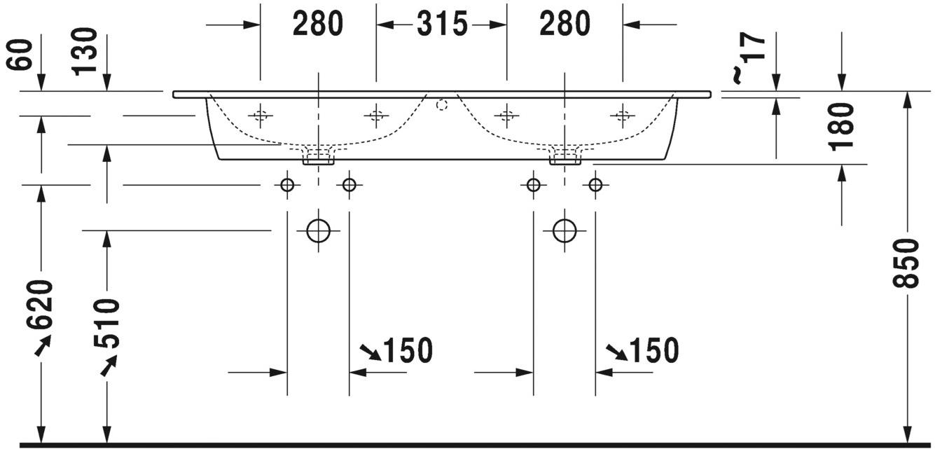 233613 Подвесная раковина настенная овальная Duravit Me белая - Вид №2