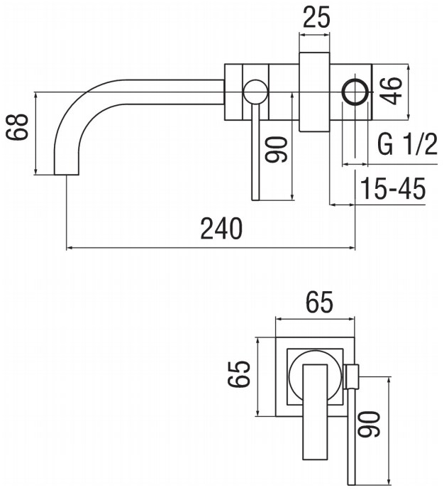 Nobili Rubinetterie Смеситель для умывальника настенный Cube Cb00598cr - Вид №1