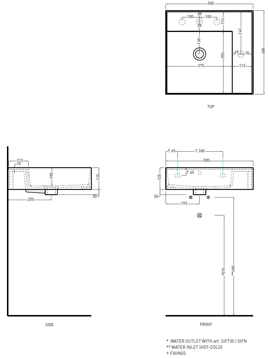Керамическая одиночная прямоугольная столешница Ceramica Cielo ENJOY ARCH-00017749 - Вид №2