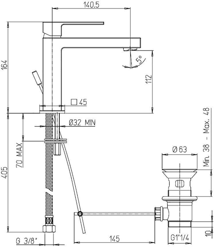 Paini Dax 84PQ211BLRS смеситель для раковины  - Вид №1