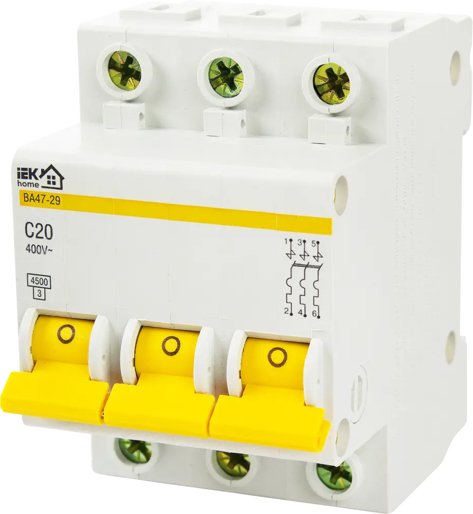 Автоматический выключатель IEK Home ВА47-29 3-полюсный 20А 18072441