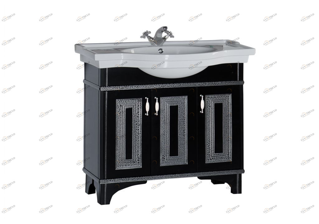 Тумба с раковиной Aquanet Валенса 100 черный краколет/серебро 0018031000172465