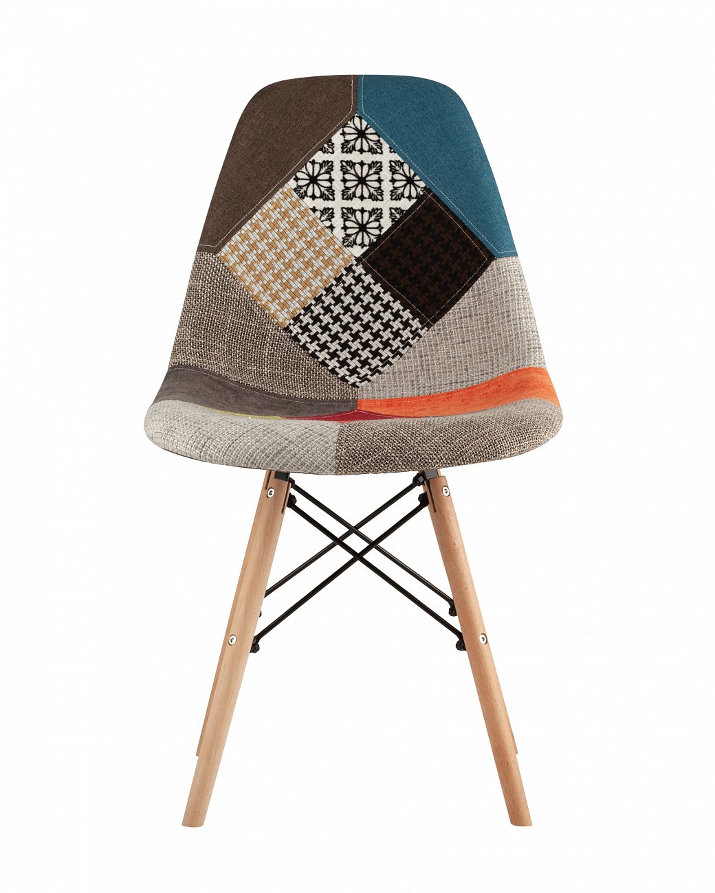 Стул со спинкой разноцветный с деревянными ножками Eames EAMES ДИЗАЙНЕРСКИЕ, EAMES DSW 00-3881995 Коричневый;оранжевый;серый;разноцветный  - Вид №1