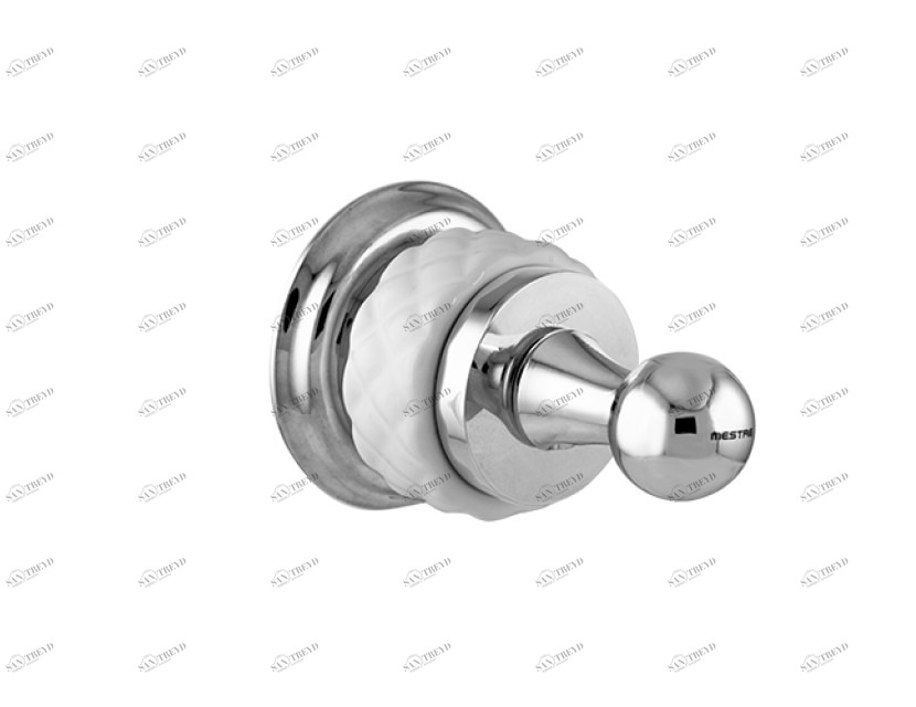 065575.000.50 Крючок для халата с белым фарфором Яркий хром Mestre 